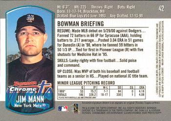 2000 Bowman Chrome Draft Picks & Prospects #42 Jim Mann Back