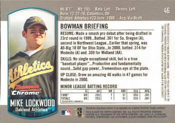 2000 Bowman Chrome Draft Picks & Prospects #46 Mike Lockwood Back