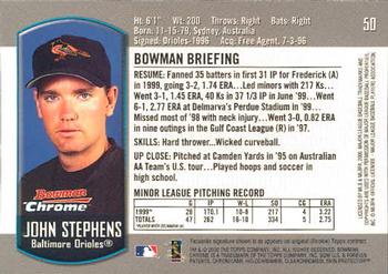 2000 Bowman Chrome Draft Picks & Prospects #50 John Stephens Back