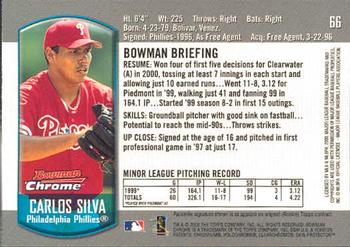 2000 Bowman Chrome Draft Picks & Prospects #66 Carlos Silva Back