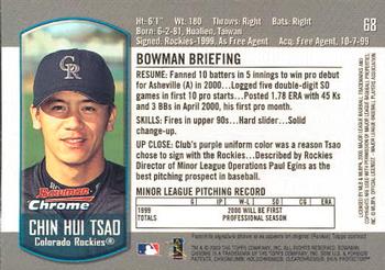2000 Bowman Chrome Draft Picks & Prospects #68 Chin-Hui Tsao  Back