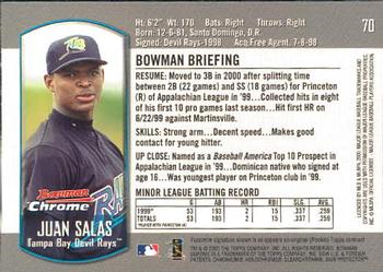 2000 Bowman Chrome Draft Picks & Prospects #70 Juan Salas Back