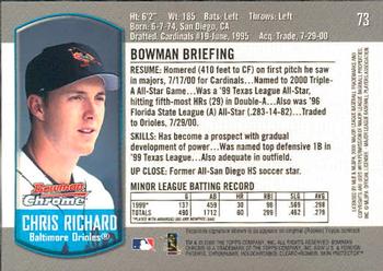 2000 Bowman Chrome Draft Picks & Prospects #73 Chris Richard Back