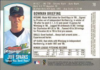 2000 Bowman Chrome Draft Picks & Prospects #78 Jeff Sparks Back