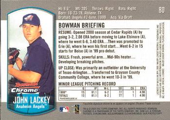 2000 Bowman Chrome Draft Picks & Prospects #80 John Lackey Back