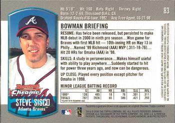 2000 Bowman Chrome Draft Picks & Prospects #83 Steve Sisco Back