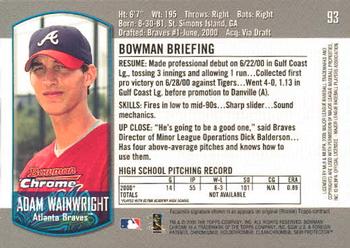 2000 Bowman Chrome Draft Picks & Prospects #93 Adam Wainwright Back