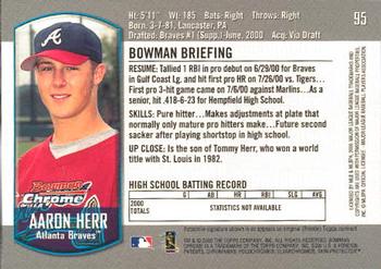 2000 Bowman Chrome Draft Picks & Prospects #95 Aaron Herr Back