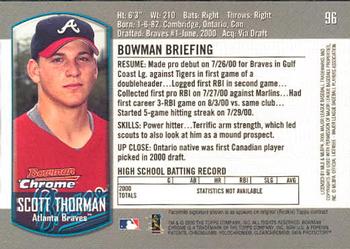 2000 Bowman Chrome Draft Picks & Prospects #96 Scott Thorman Back