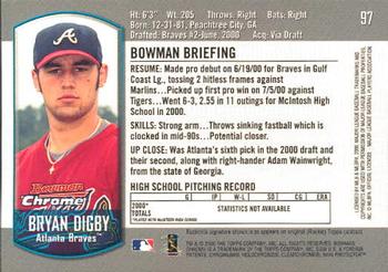 2000 Bowman Chrome Draft Picks & Prospects #97 Bryan Digby Back