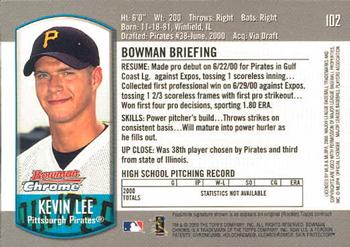 2000 Bowman Chrome Draft Picks & Prospects #102 Kevin Lee Back