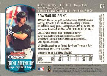 2000 Bowman Chrome Draft Picks & Prospects #107 Brent Abernathy Back
