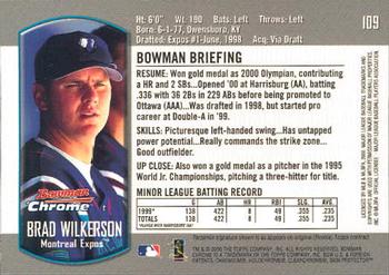 2000 Bowman Chrome Draft Picks & Prospects #109 Brad Wilkerson Back