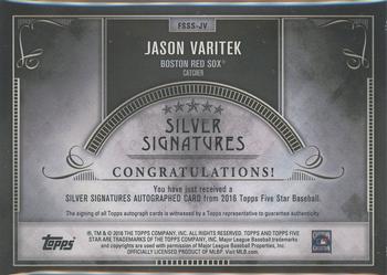 2016 Topps Five Star - Silver Signatures Gold #FSSS-JV Jason Varitek Back