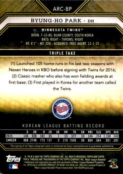 2016 Topps Triple Threads - Autographed Rookies #ARC-BP Byung-Ho Park Back