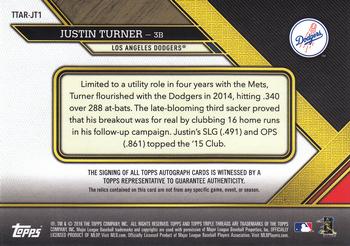 2016 Topps Triple Threads - Triple Threads Autograph Relics Gold #TTAR-JT1 Justin Turner Back