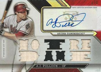 2016 Topps Triple Threads - Triple Threads Autograph Relics Ruby #TTAR-AP3 A.J. Pollock Front