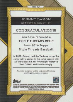 2016 Topps Triple Threads - Triple Threads Relics Silver #TTR-JD1 Johnny Damon Back
