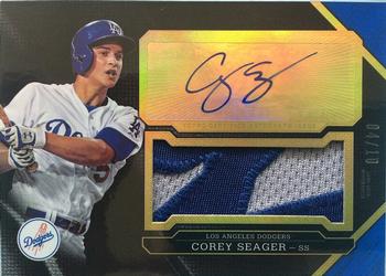 2016 Topps Triple Threads - Unity Autograph Jumbo Relics Sapphire #UAJR-CS Corey Seager Front