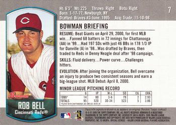 2000 Bowman Draft Picks & Prospects #7 Rob Bell Back