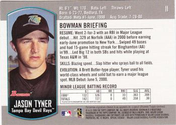 2000 Bowman Draft Picks & Prospects #11 Jason Tyner Back