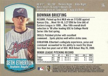 2000 Bowman Draft Picks & Prospects #14 Seth Etherton Back