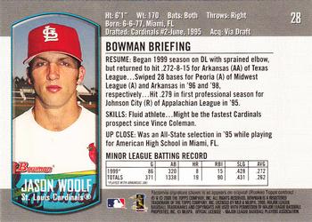 2000 Bowman Draft Picks & Prospects #28 Jason Woolf Back