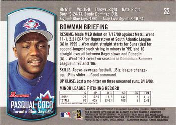 2000 Bowman Draft Picks & Prospects #32 Pasqual Coco Back