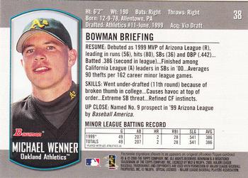 2000 Bowman Draft Picks & Prospects #38 Michael Wenner Back