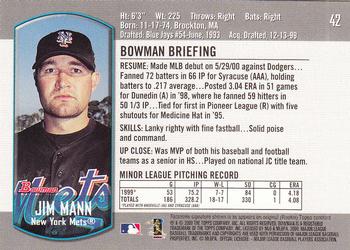 2000 Bowman Draft Picks & Prospects #42 Jim Mann Back