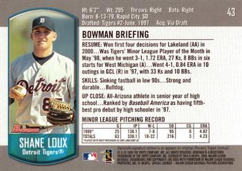 2000 Bowman Draft Picks & Prospects #43 Shane Loux Back