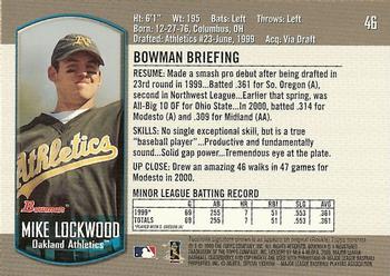 2000 Bowman Draft Picks & Prospects #46 Mike Lockwood Back
