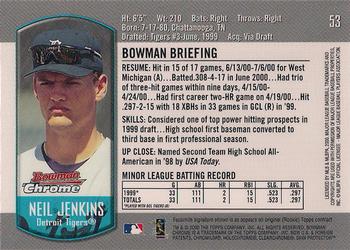 2000 Bowman Draft Picks & Prospects #53 Neil Jenkins Back
