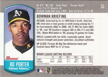 2000 Bowman Draft Picks & Prospects #55 Bo Porter Back