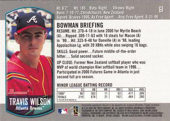 2000 Bowman Draft Picks & Prospects #61 Travis Wilson Back