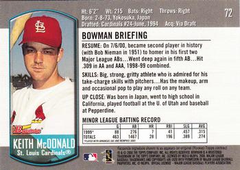 2000 Bowman Draft Picks & Prospects #72 Keith McDonald Back