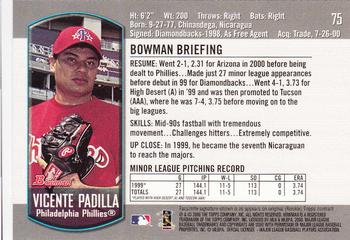2000 Bowman Draft Picks & Prospects #75 Vicente Padilla Back