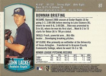 2000 Bowman Draft Picks & Prospects #80 John Lackey Back