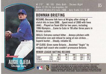2000 Bowman Draft Picks & Prospects #85 Augie Ojeda Back