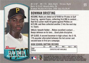 2000 Bowman Draft Picks & Prospects #99 Sean Smith Back