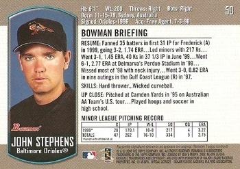 2000 Bowman Draft Picks & Prospects #50 John Stephens Back