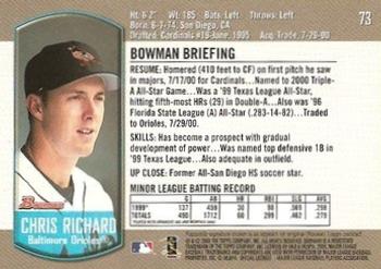 2000 Bowman Draft Picks & Prospects #73 Chris Richard Back