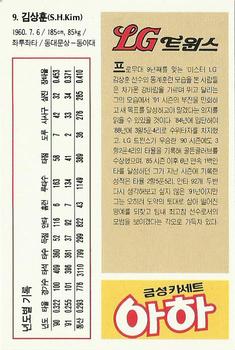 1992 Geumseong LG Twins #9 Sang-Hun Kim Back