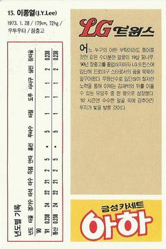 1992 Geumseong LG Twins #15 Jong-Yeol Lee Back