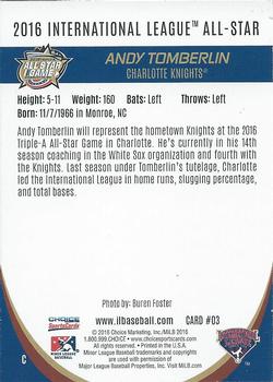 2016 Choice International League All-Stars #3 Andy Tomberlin Back