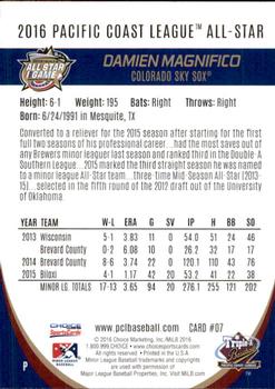 2016 Choice Pacific Coast League All-Stars #7 Damien Magnifico Back