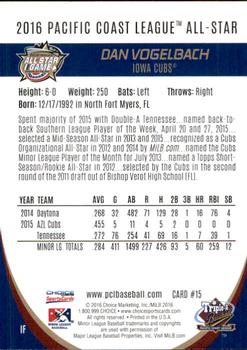 2016 Choice Pacific Coast League All-Stars #15 Dan Vogelbach Back