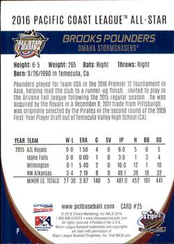 2016 Choice Pacific Coast League All-Stars #25 Brooks Pounders Back