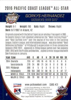 2016 Choice Pacific Coast League All-Stars #31 Gorkys Hernandez Back