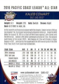 2016 Choice Pacific Coast League All-Stars #32 Kaleb Cowart Back